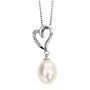 Sterling Silver Heart And Pearl Necklace With Crystals, thumbnail 3 of 4