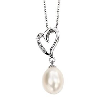 Sterling Silver Heart And Pearl Necklace With Crystals, 3 of 4