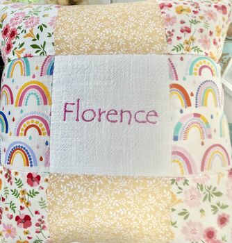 Rainbows And Buttercups Name Cushion, 3 of 7