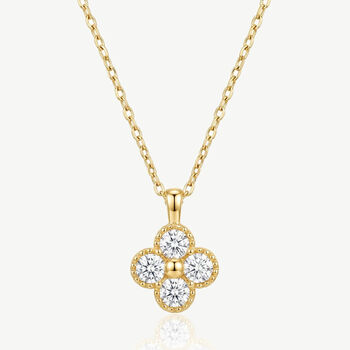 Four Leaf Flower Necklace In 18k Gold Or Silver, 3 of 4