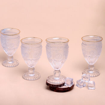 G Decor Set Of Four Dario Textured Gold Wine Glasses, 2 of 6