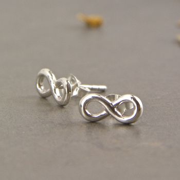 Dainty Sterling Silver Infinity Knot Stud Earrings, 3 of 10