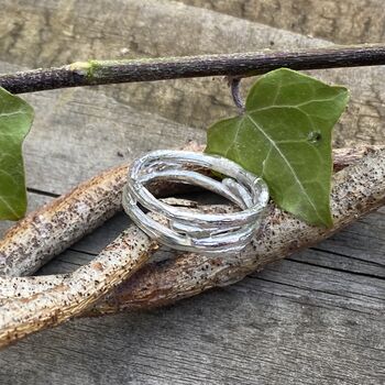 Double Band Silver Willow Ring, 2 of 6