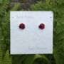 Rose Red Silver Tone Clip On Earrings, thumbnail 3 of 4
