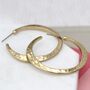 Worn Gold Plated Hammered Hoop Earrings, thumbnail 1 of 3