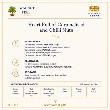 Caramelised Nut And Chilli Peanut Heart Tin Gift – 220g, 5 of 7