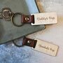 Personalised Daddy's Keys Leather And Wood Keyring, thumbnail 1 of 4