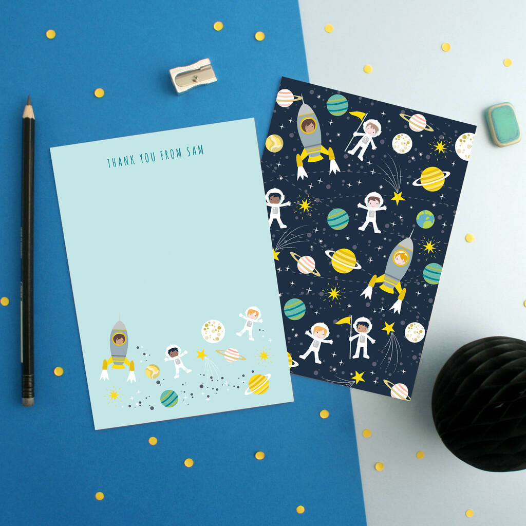 Personalised Space Pattern Thank You Cards, 1 of 5