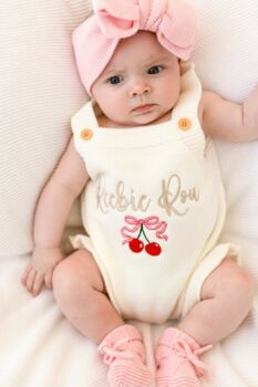 Personalised Embroidered Cherry Frill Summer Romper, 3 of 5