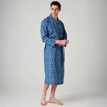 Men's 'Marrakesh Paisley' Crisp Cotton Robe, 3 of 5