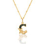 Gold Plated C Initial Necklace With Green Marble, thumbnail 1 of 6