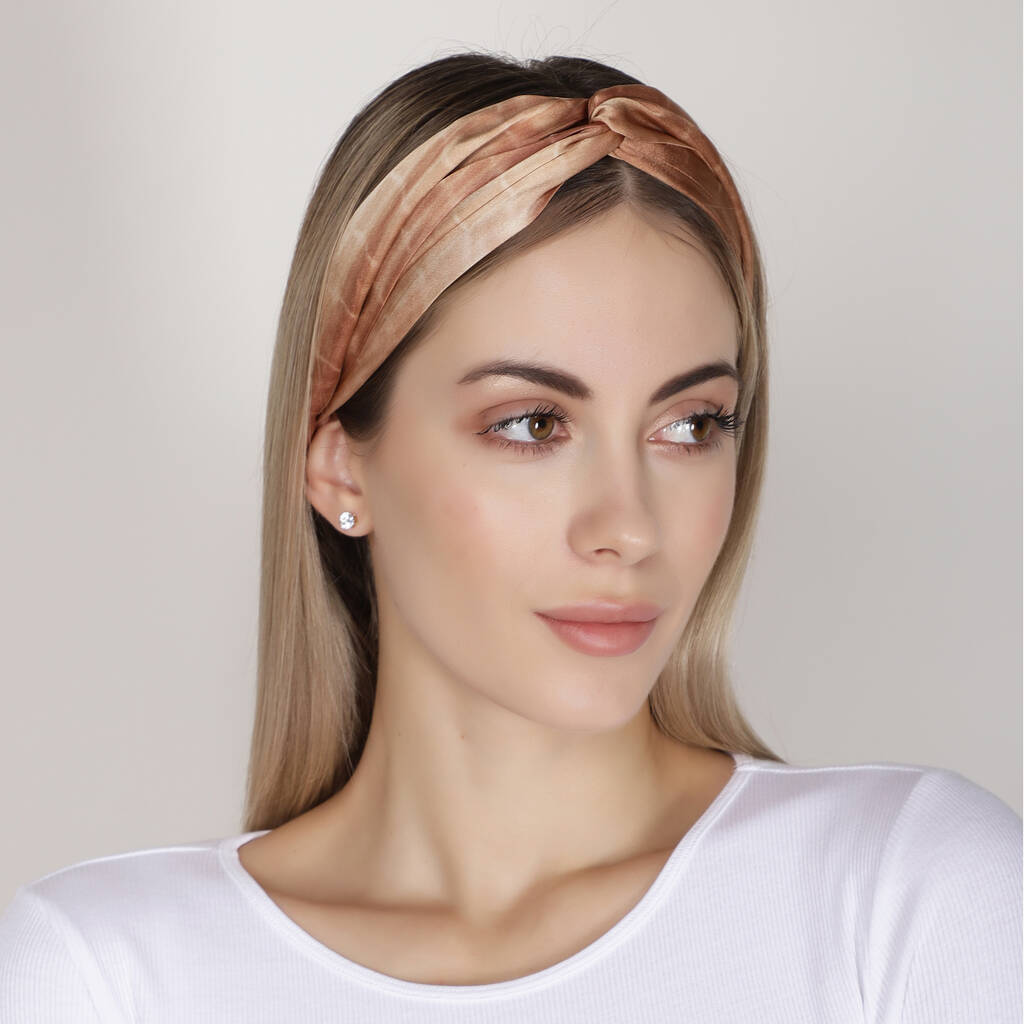 Tie And Dye Browns Mulberry Silk Headband, 1 of 5