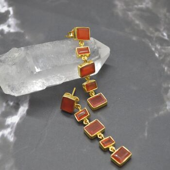 Orange Carnelian Earrings Or Aqua Chalcedony Earrings, 8 of 12
