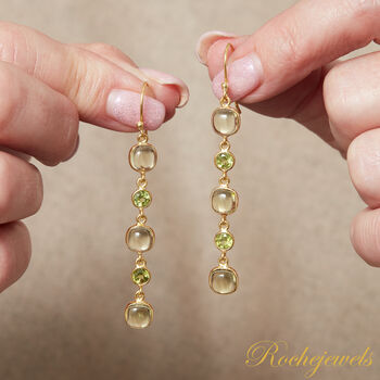 Lemon Quartz Long Drop Gold And Silver Earrings, 4 of 9