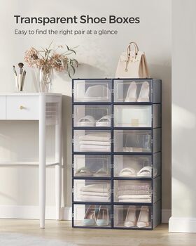 Pack Of Shoe Boxes Stackable Shoe Storage Organisers, 4 of 9