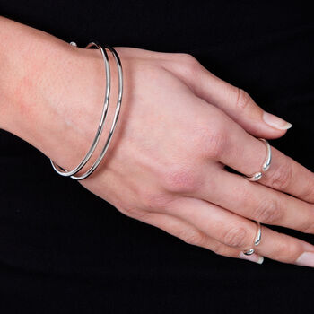 Solid Sterling Silver Everyday Coil Drop Bangle, 2 of 4