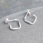Unisex Sterling Silver Square Hoop Earrings, thumbnail 4 of 8