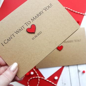 Personalised I Can't Wait To Marry You, Love Heart Card, 7 of 7