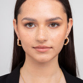 Nami 18 K Gold Plated Cz Stone Wave Earrings, 4 of 5