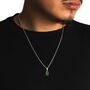 Silver Green Diamond Gem Pendant Necklace For Men, thumbnail 1 of 12
