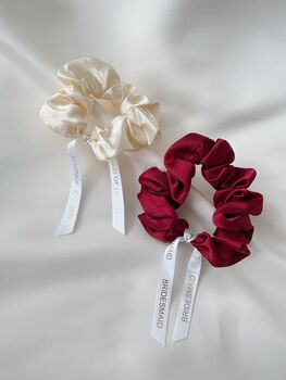 Bridemaid Satin Scrunchie With Ribbon, 2 of 4