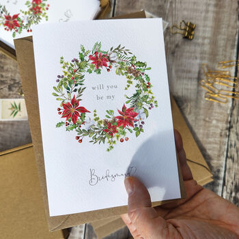 Winter Christmas Will You Be My Bridesmaid Card, 5 of 7