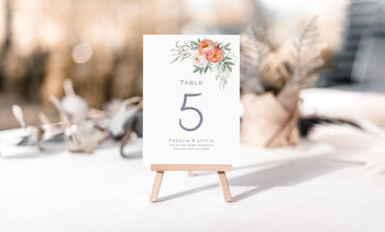 Wedding Table Numbers Vibrant Coral Peony, 3 of 4