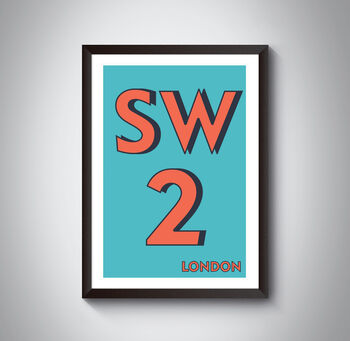 Sw2 Brixton, Tulse Hill, London Postcode Print, 3 of 8
