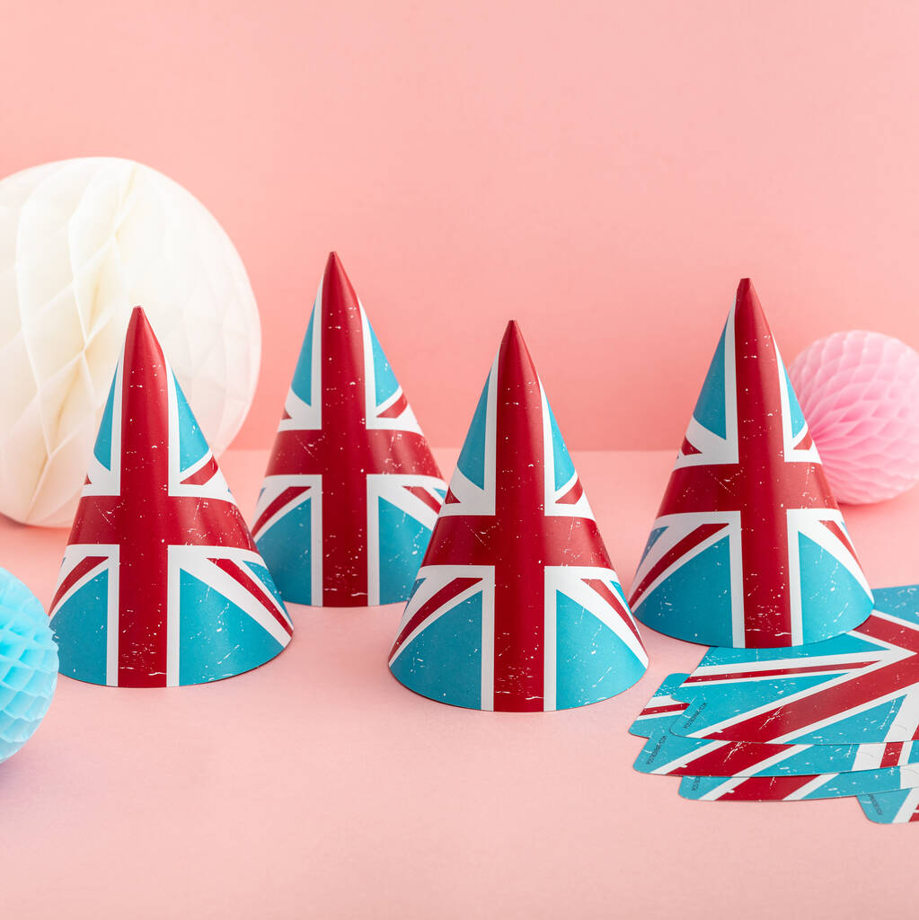 Bright Union Jack Kings Coronation Party Hats, 1 of 3