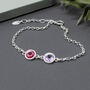 Double Birthstone Bracelet Sterling Silver, thumbnail 2 of 5
