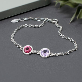Double Birthstone Bracelet Sterling Silver, 2 of 5