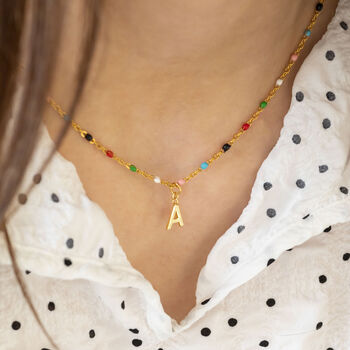 Colourful Beaded Initial Charm Necklace, 2 of 12