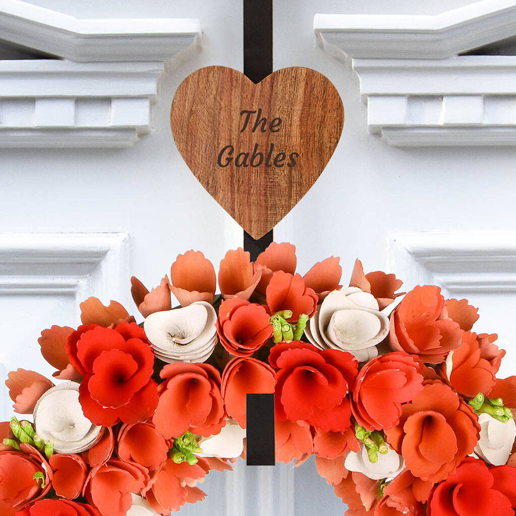 Personalised Wooden Heart Wreath Hanger, 1 of 6