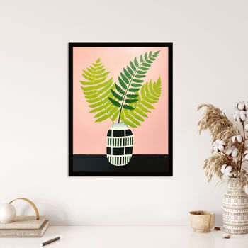 Ferns In Vase Green Pink Simple Wall Art Print, 4 of 6
