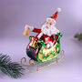 G Decor On The Way Santa In Sleigh Large Handcrafted Glass Ornament, thumbnail 2 of 3