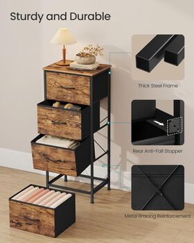 Bedside Table Fabric Drawer Steel Mdf Side Table, 5 of 6