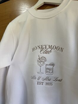Custom Honeymoon Club Design Embroidered Sweatshirt, 2 of 4