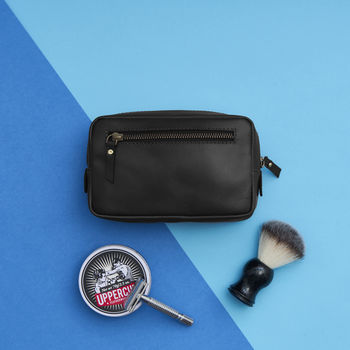 Personalised Leather Shaving Kit Bag, 5 of 6