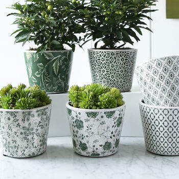 Green Patterned Plant Pot, 2 of 2