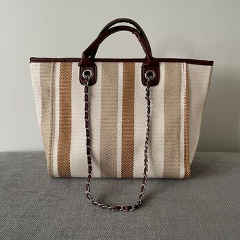 Personalised Stripe Large Chain Initial Tote Bag, 6 of 9