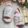 Children's Personalised Rainbow Faux Fur Slippers, thumbnail 3 of 4