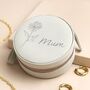 Personalised Birth Flower Round Travel Jewellery Case, thumbnail 2 of 3