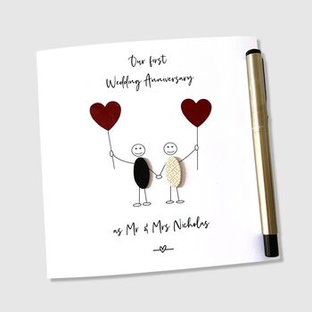 Personalised 1st Wedding Anniversary Card Paper, 3 of 4
