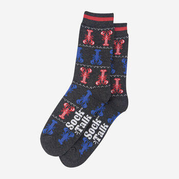 Lobster Fair Isle Bamboo Socks Men's Black, 2 of 3