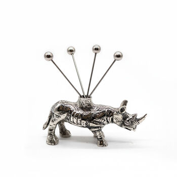 Nickel Rhino Holder With Four Picks, 2 of 2