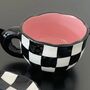 Porcelain Ceramic Checkerboard Cup And Saucer Set, thumbnail 3 of 4