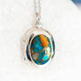 Personalised Sterling Silver Blue Mohave Turquoise Locket, thumbnail 1 of 12