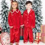 Boys Personalised Christmas Red Velvet Pyjamas, thumbnail 3 of 3