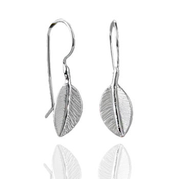 Sterling Silver Sugar Leaf Drop Earrings, 2 of 3