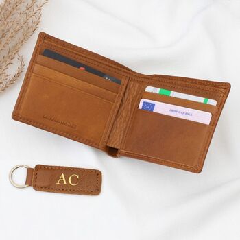 Personalised Leather Wallet And Keyring Set, 3 of 5